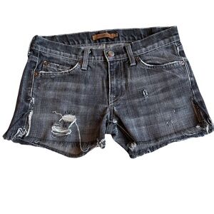 Arden B Black Jean Shorts Distressed Mid Rise Size 2